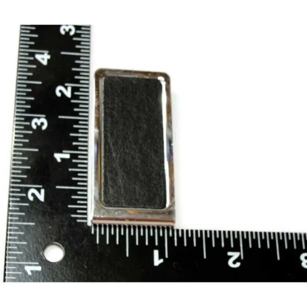 Money Clip Stainless Steel Black Leather Insert Credit Card Cash ID Holder